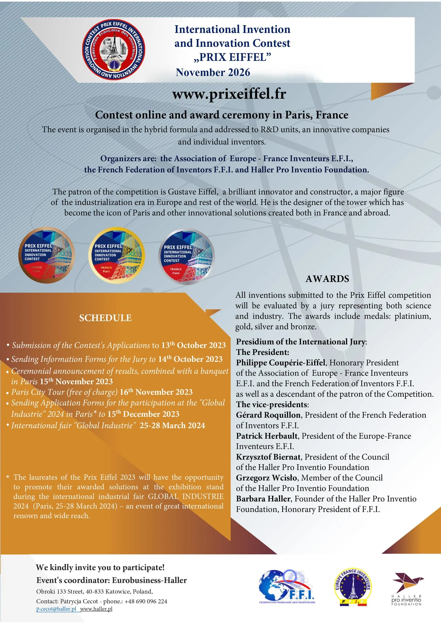 International Invention and Innovation Contest “PRIX EIFFEL” 2026